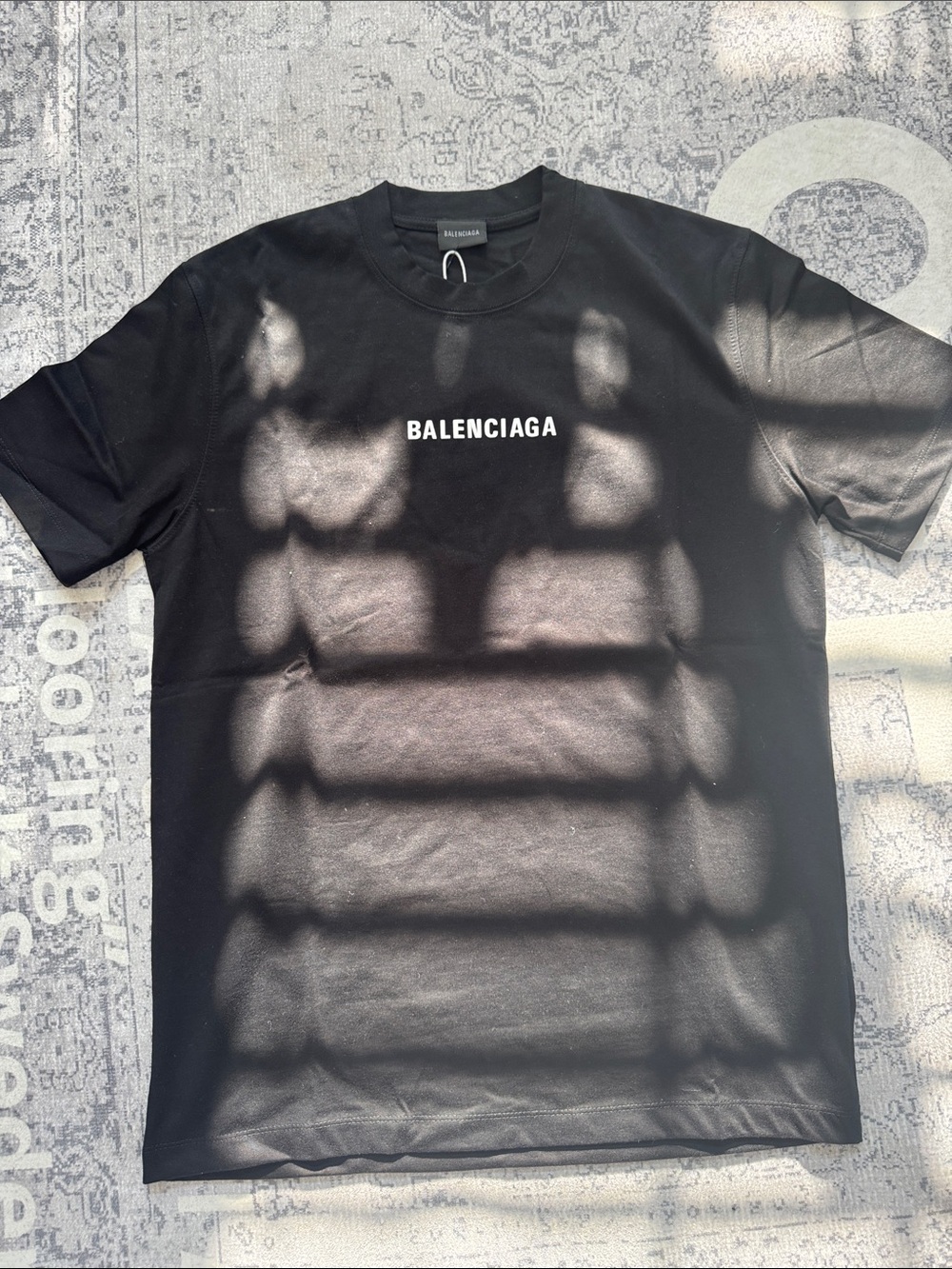 Balenciaga Black Crewneck T-Shirt with White Logo